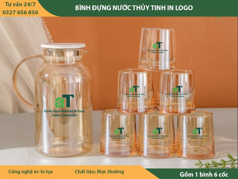 Bộ cốc thủy tinh in logo AT