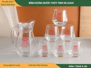 In logo lên bộ bình cốc thủy tinh