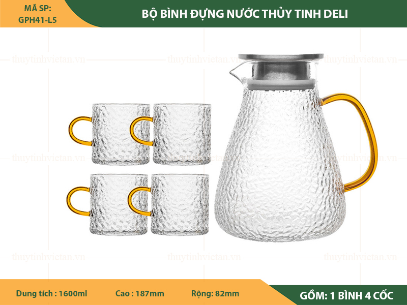 Bộ bình nước thủy tinh Deli