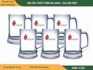 Bộ cốc thủy tinh in logo - dáng cao