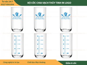 Bộ cốc thủy tinh chia vạch in logo