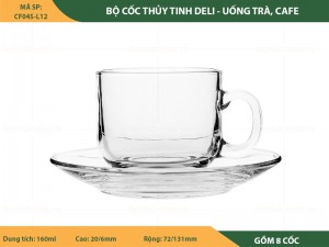 Bộ cốc thủy tinh Deli uống trà, cafe 