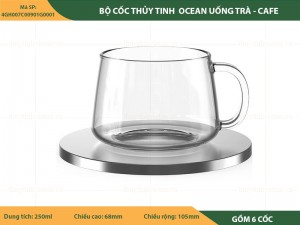 Bộ cốc thủy tinh Ocean uống trà, cafe 