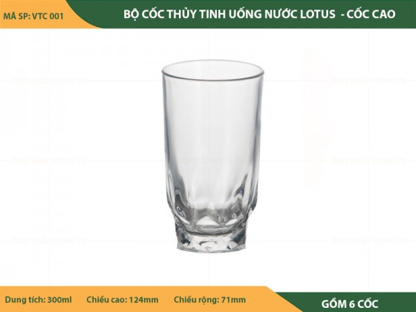 Bộ cốc uống nước thủy tinh lotus