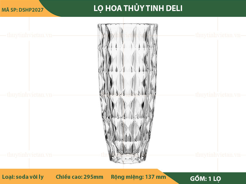 Lọ hoa thủy tinh Deli cao cấp