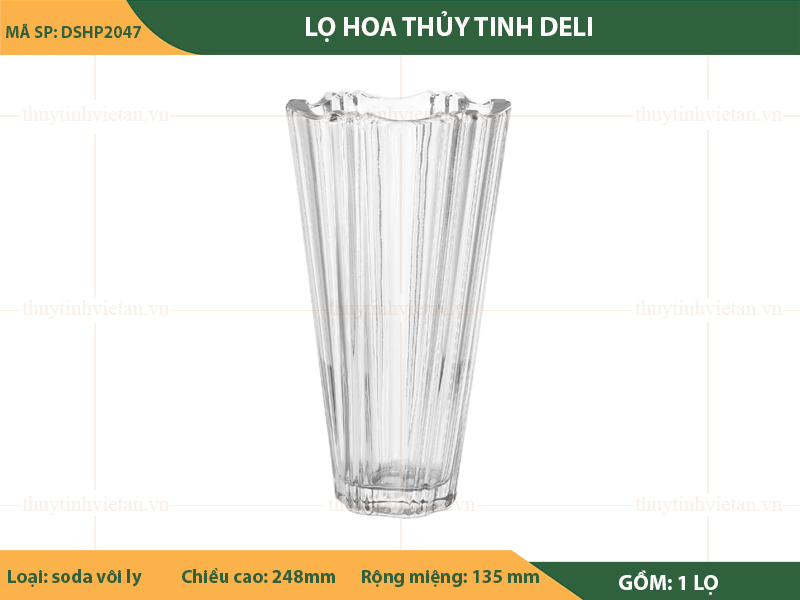 Lọ hoa thủy tinh Deli cao cấp