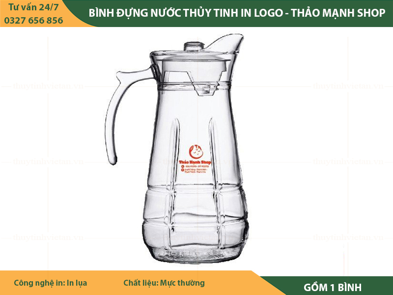 Bình đựng nước thủy tinh in logo 