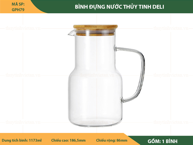 Bình đựng nước thủy tinh Deli