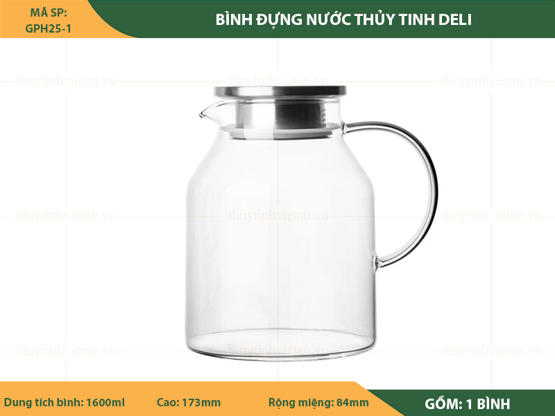 Bình đựng nước thủy tinh Deli