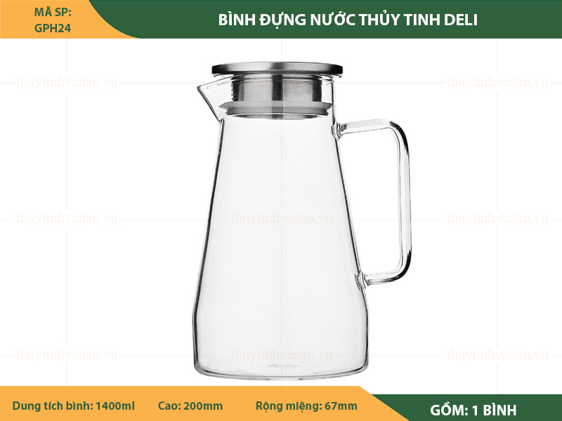 Bình đựng nước thủy tinh Deli