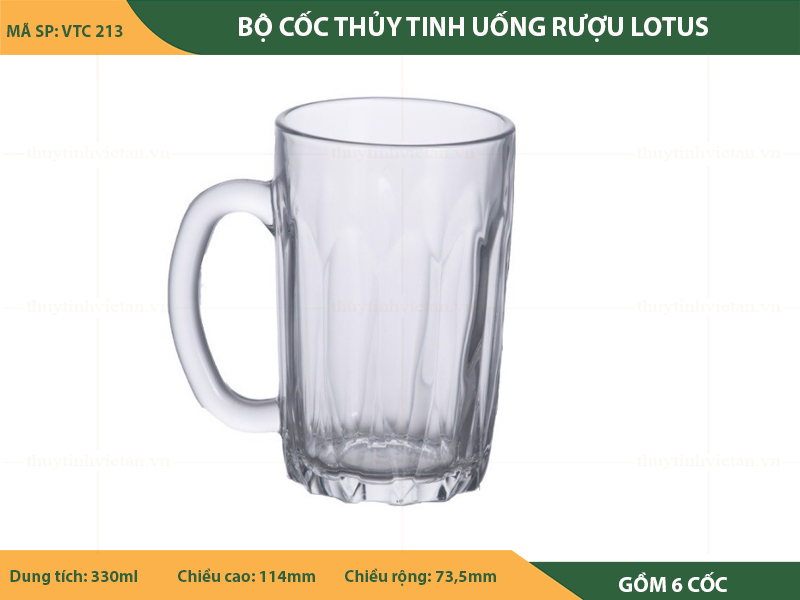 Bộ cốc thủy tinh uống bia lotus