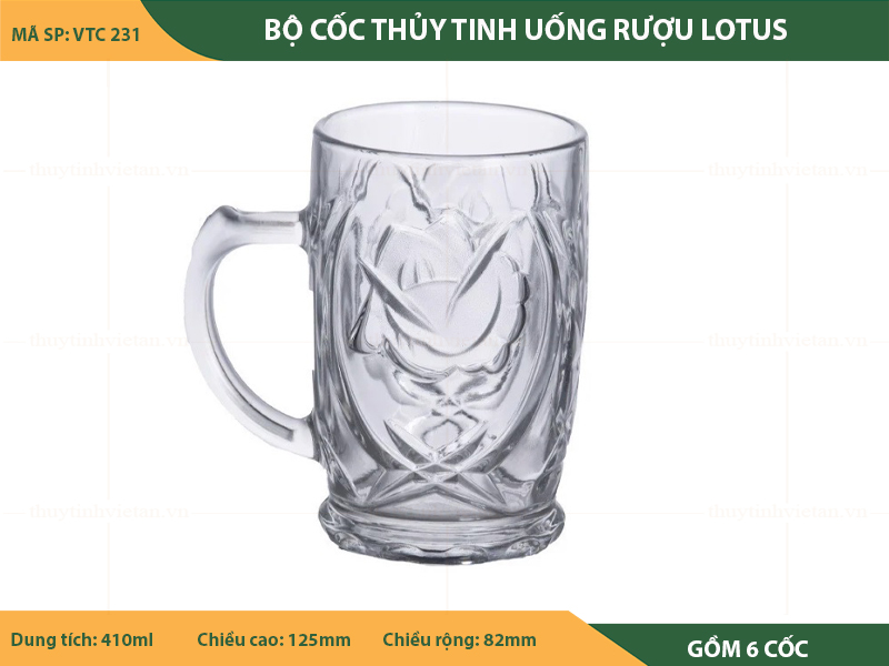 Bộ cốc thủy tinh uống bia lotus