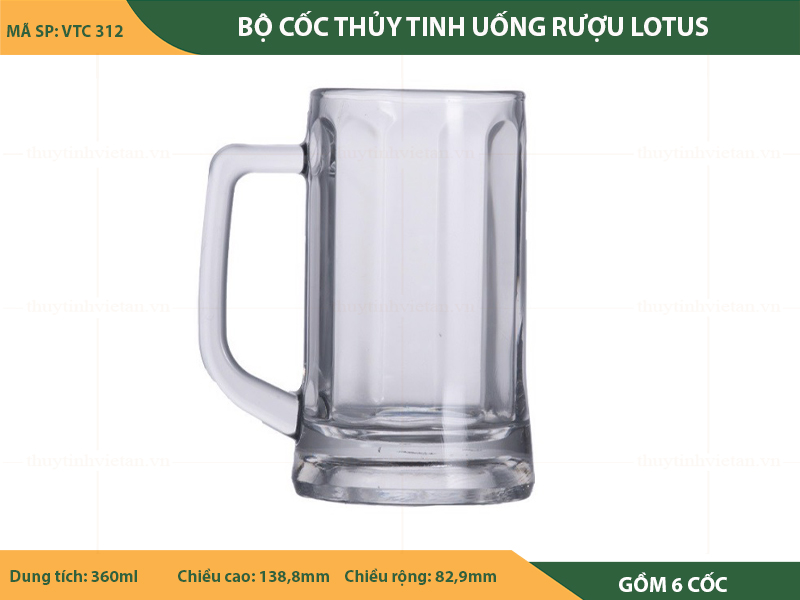 Bộ cốc thủy tinh uống bia lotus