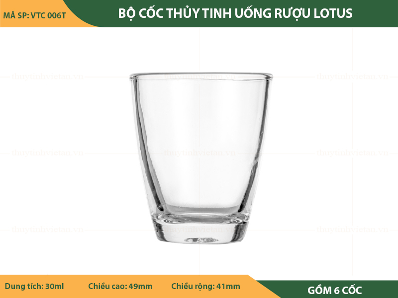 Bộ cốc thủy tinh uống rượu lotus