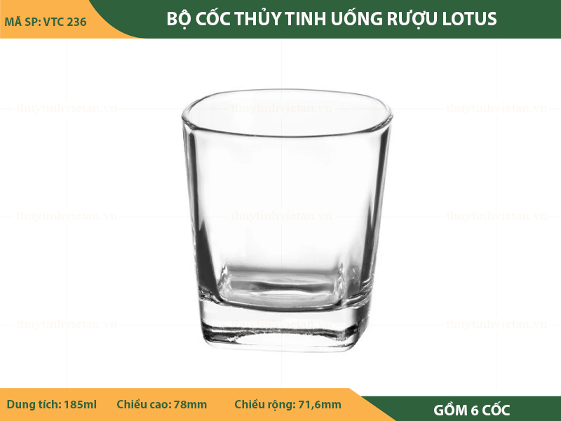 Bộ cốc thủy tinh uống rượu lotus