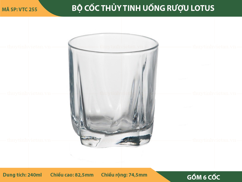 Bộ cốc thủy tinh uống rượu lotus