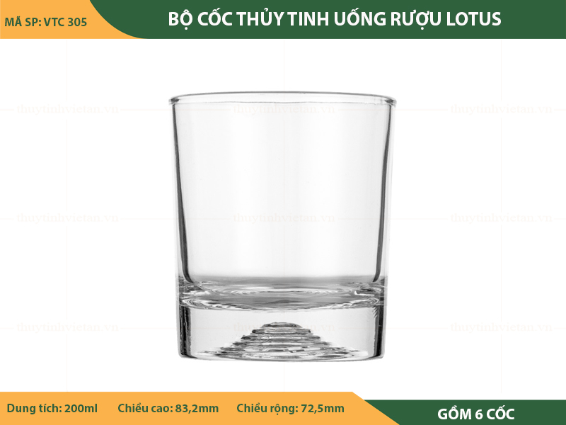 Bộ cốc thủy tinh uống rượu lotus