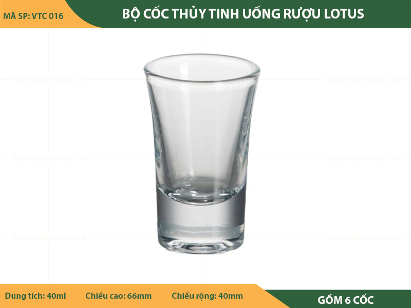 Bộ cốc thủy tinh uống rượu lotus