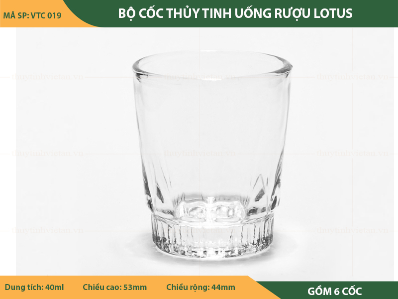 Bộ cốc thủy tinh uống rượu lotus