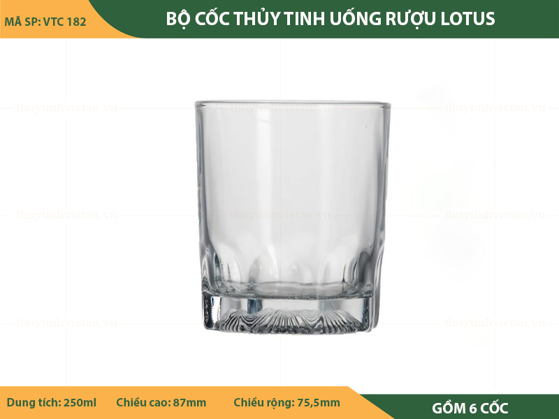 Bộ cốc thủy tinh uống rượu lotus