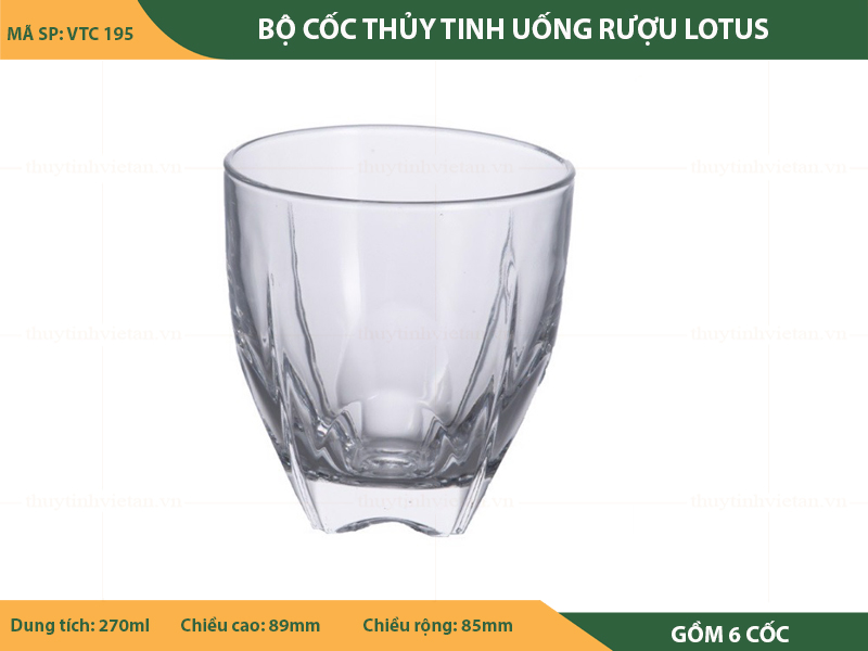 Bộ cốc thủy tinh uống rượu lotus