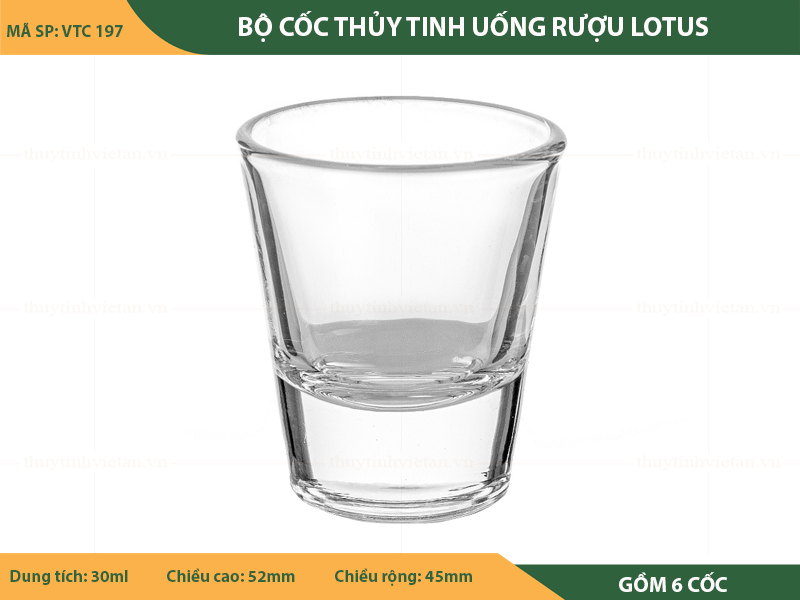 Bộ cốc thủy tinh uống rượu lotus