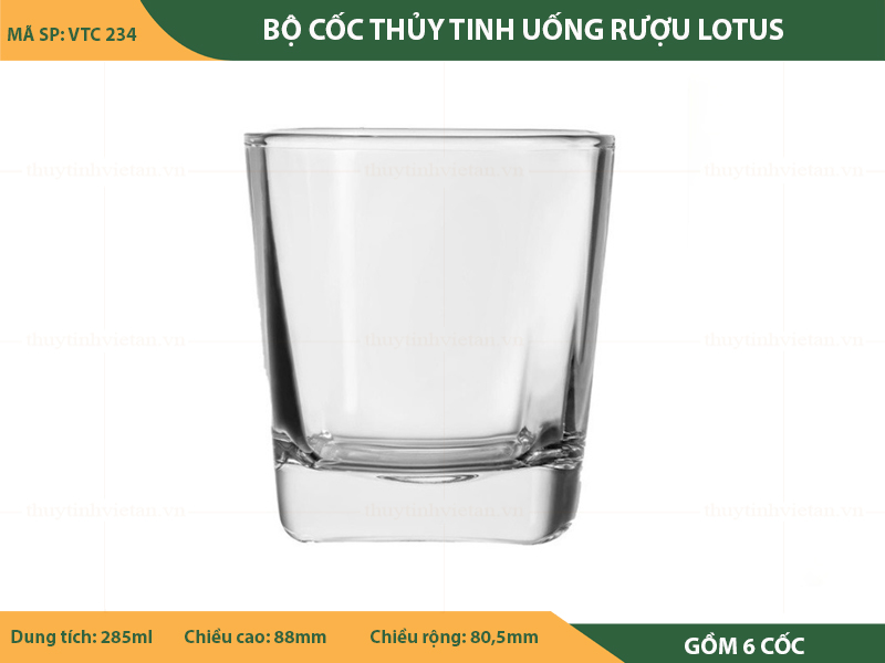 Bộ cốc thủy tinh uống rượu lotus