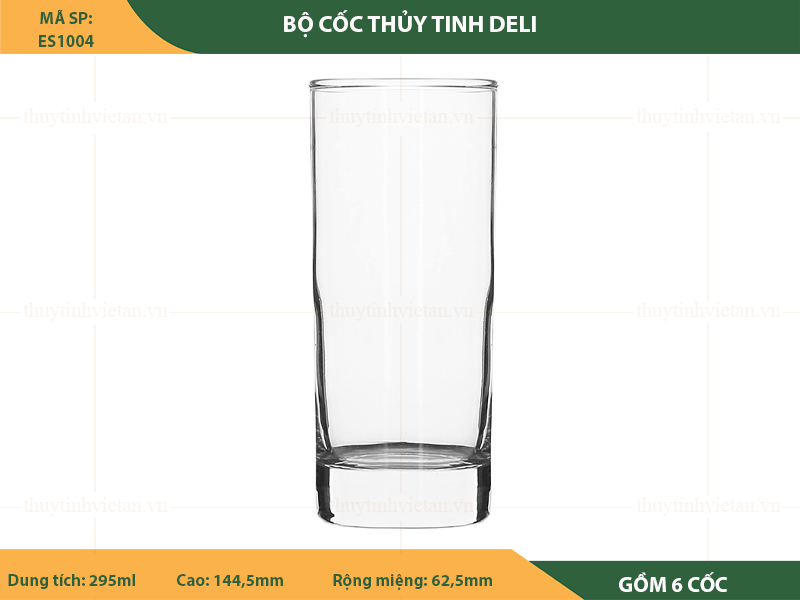 Bộ cốc thủy tinh uống nước Deli dáng cao