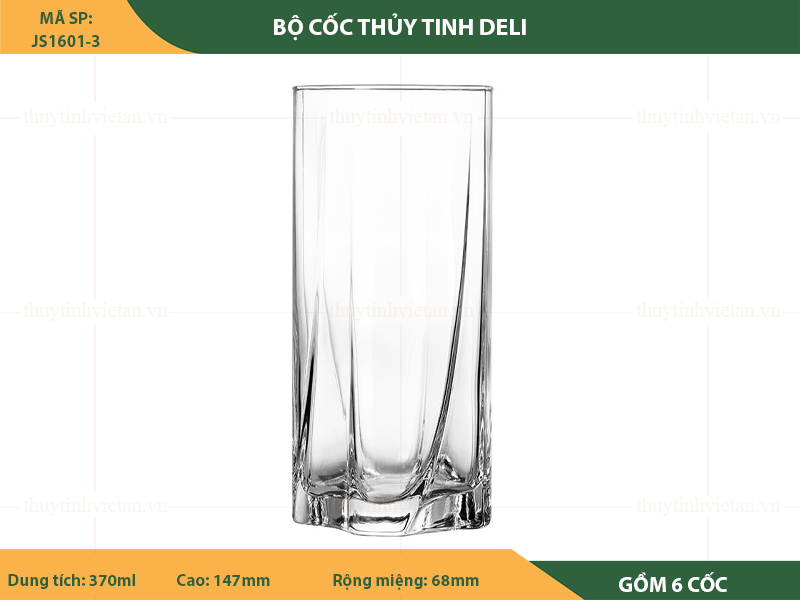 Bộ cốc thủy tinh uống nước Deli dáng cao