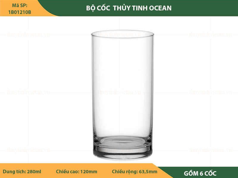 Bộ cốc uống nước thủy tinh Ocean dáng cao