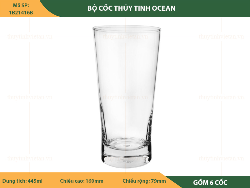 Bộ cốc uống nước thủy tinh Ocean dáng cao