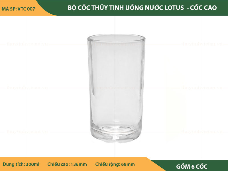 Bộ cốc uống nước thủy tinh lotus