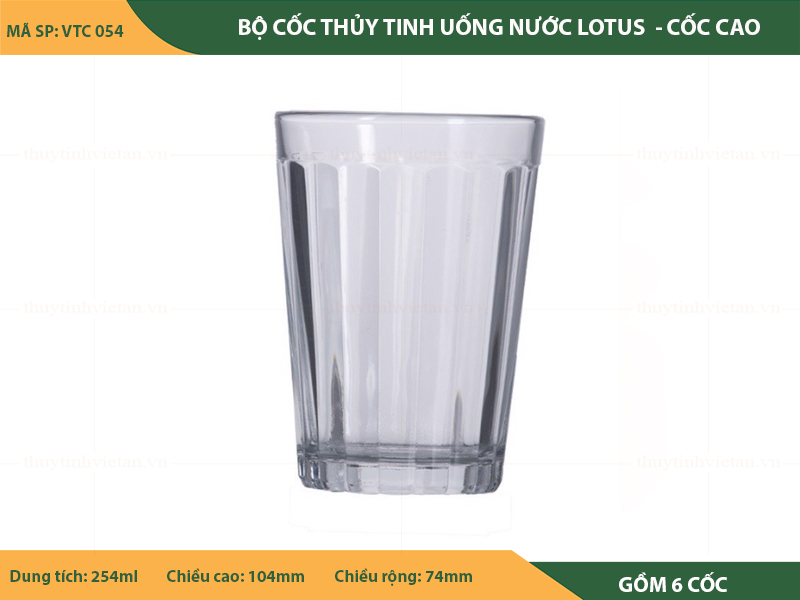 Bộ cốc uống nước thủy tinh lotus