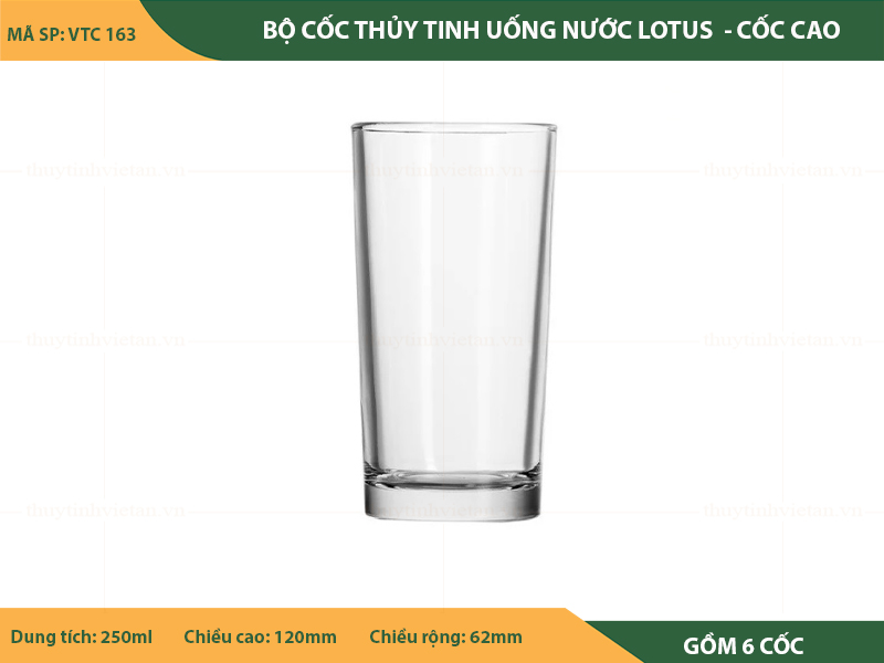 Bộ cốc uống nước thủy tinh lotus