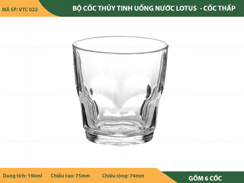 Bộ cốc thủy tinh uống nước lotus 