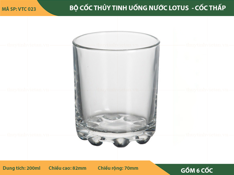 Bộ cốc thủy tinh uống nước lotus 