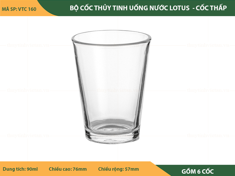 Bộ cốc thủy tinh uống nước lotus 