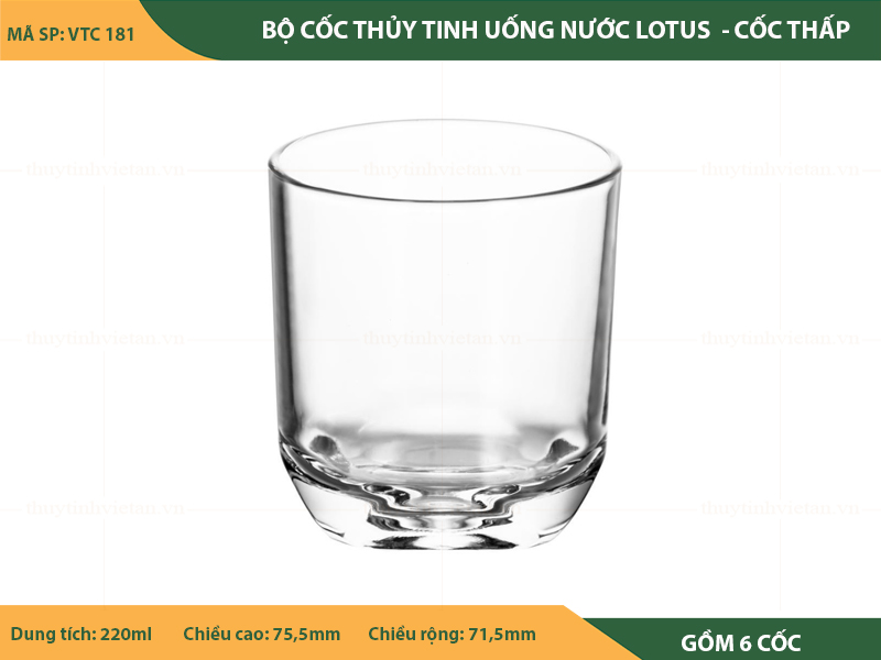 Bộ cốc thủy tinh uống nước lotus 