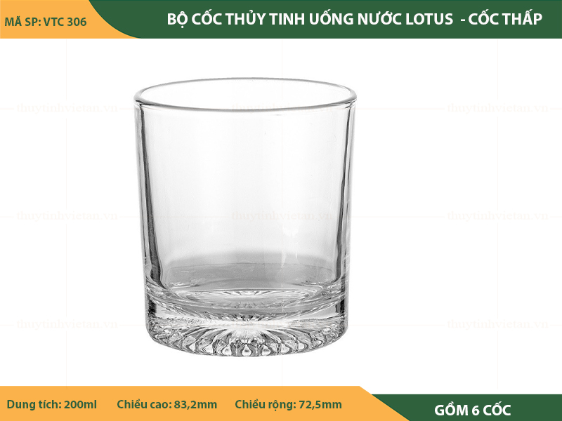 Bộ cốc thủy tinh uống nước lotus 