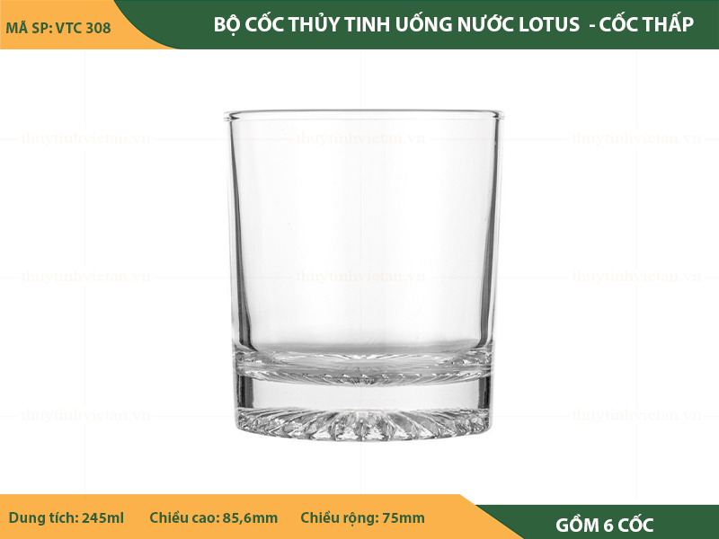 Bộ cốc thủy tinh uống nước lotus 