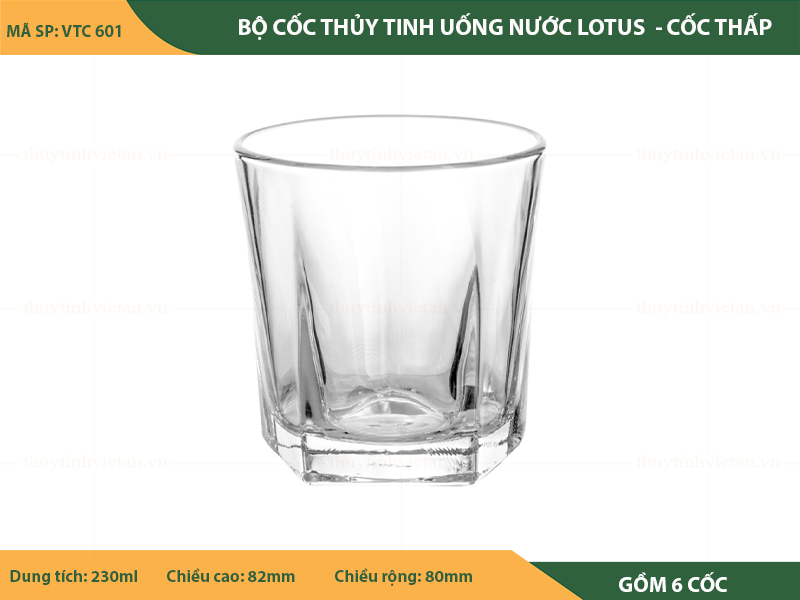 Bộ cốc thủy tinh uống nước lotus 