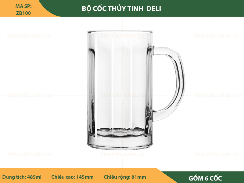 Bộ cốc uống bia thủy tinh Deli