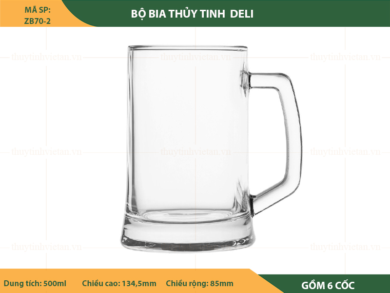 Bộ cốc uống bia thủy tinh Deli