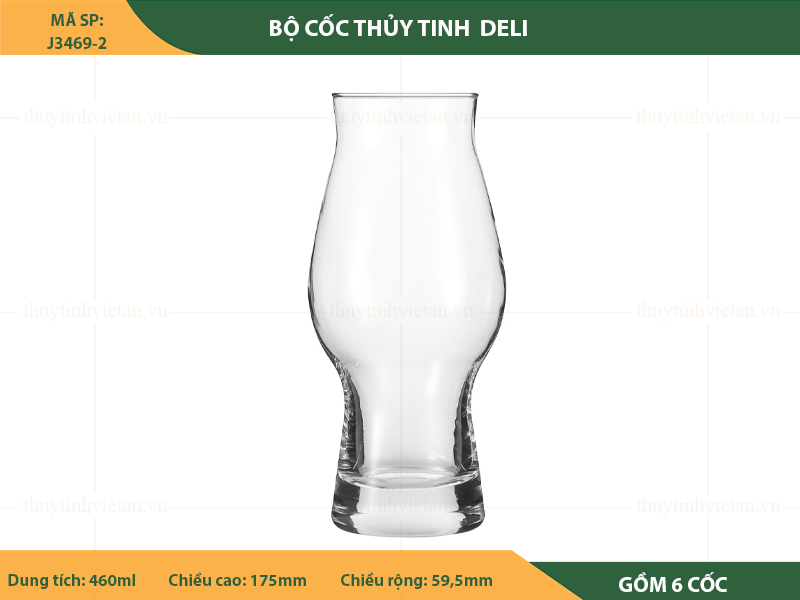 Bộ cốc uống bia thủy tinh Deli