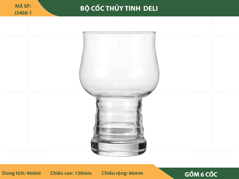 Bộ cốc uống bia thủy tinh Deli