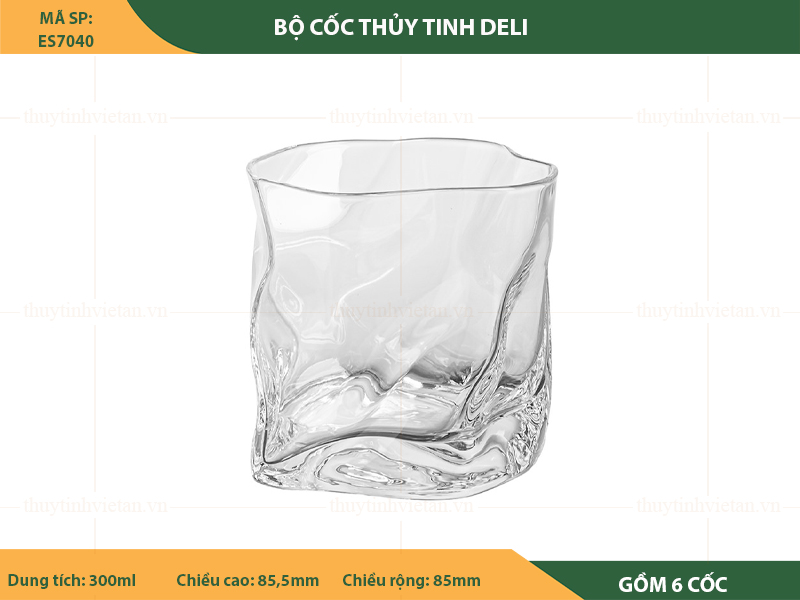 Bộ cốc uống nước thủy tinh Deli dáng thấp