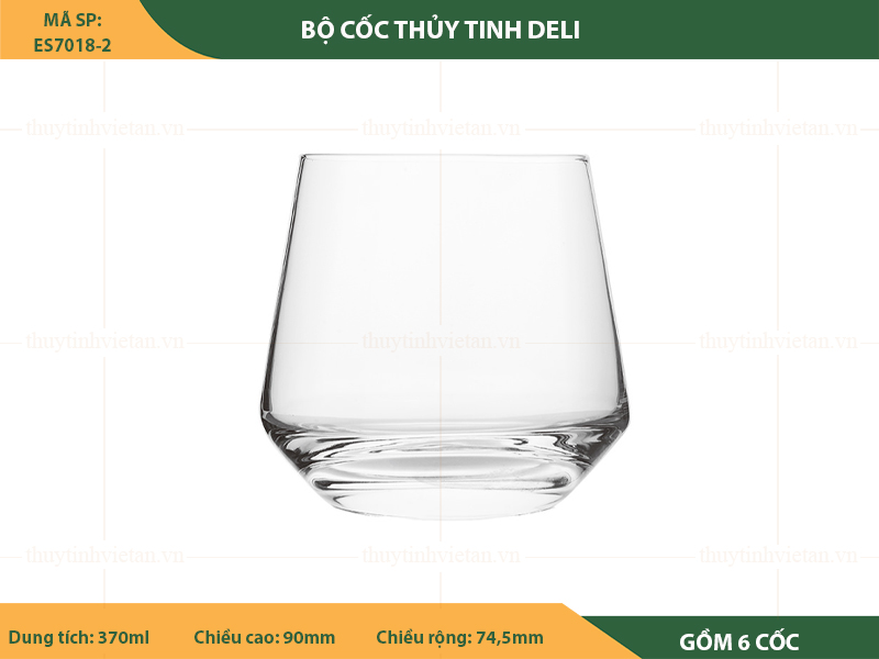 Bộ cốc uống nước thủy tinh Deli dáng thấp