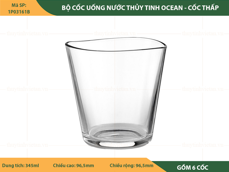 Bộ cốc thủy tinh uống nước Ocean dáng thấp