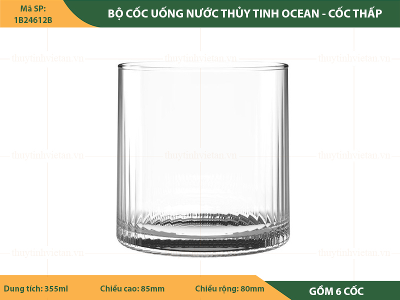 Bộ cốc thủy tinh uống nước Ocean dáng thấp