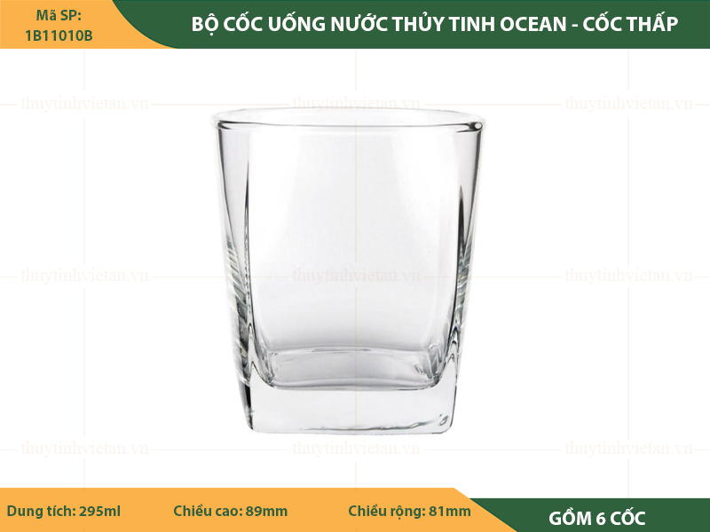 Bộ cốc thủy tinh uống nước Ocean dáng thấp